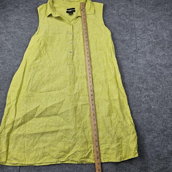 Tahari Dress Womens 2X Chartreuse Linen Sleeveless Popover Coastal Beach Tropics - Picture 2 of 6
